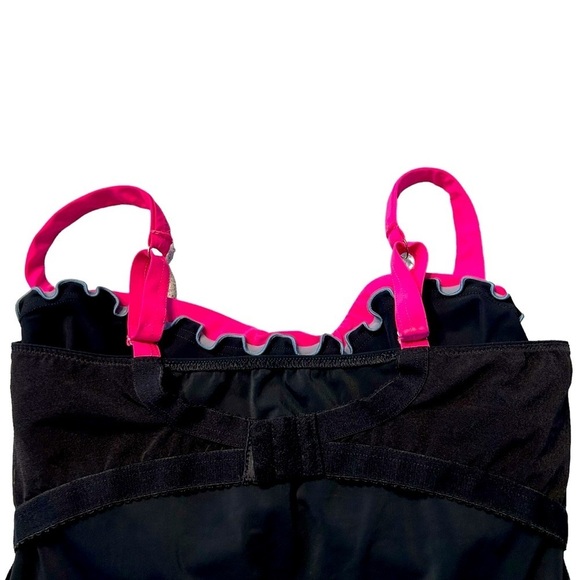 WOMEN’S Swimsuit Tankini Top Tankini Black with Fuchsia pink Size 10 - Picture 4 of 5